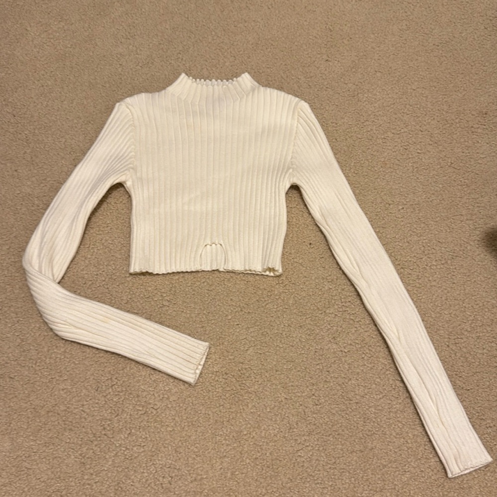 Edikted cream mock neck cropped long sleeve